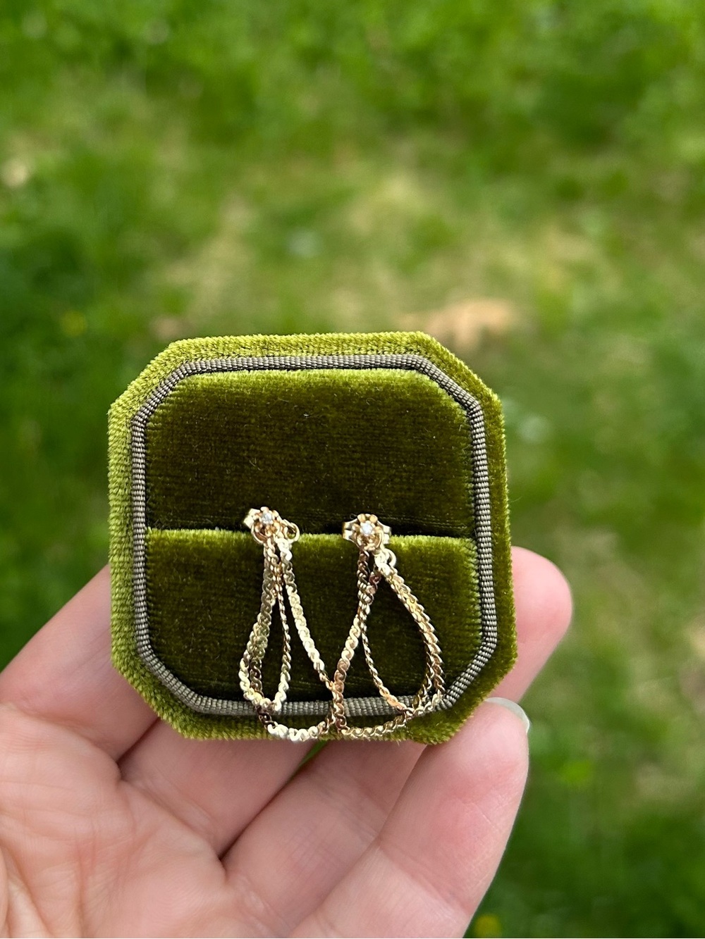 14k Gold Diamond Earrings- Retro Serpentine Chain - cool girl
